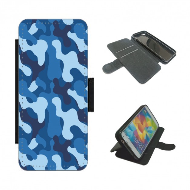 Blue Camouflage Phone Case Wallet 